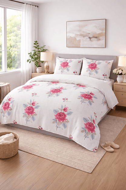 Luxury Floral Cotton Bedsheet Set – Ultra Soft Double Bed | Buy 1 Get 1 Free