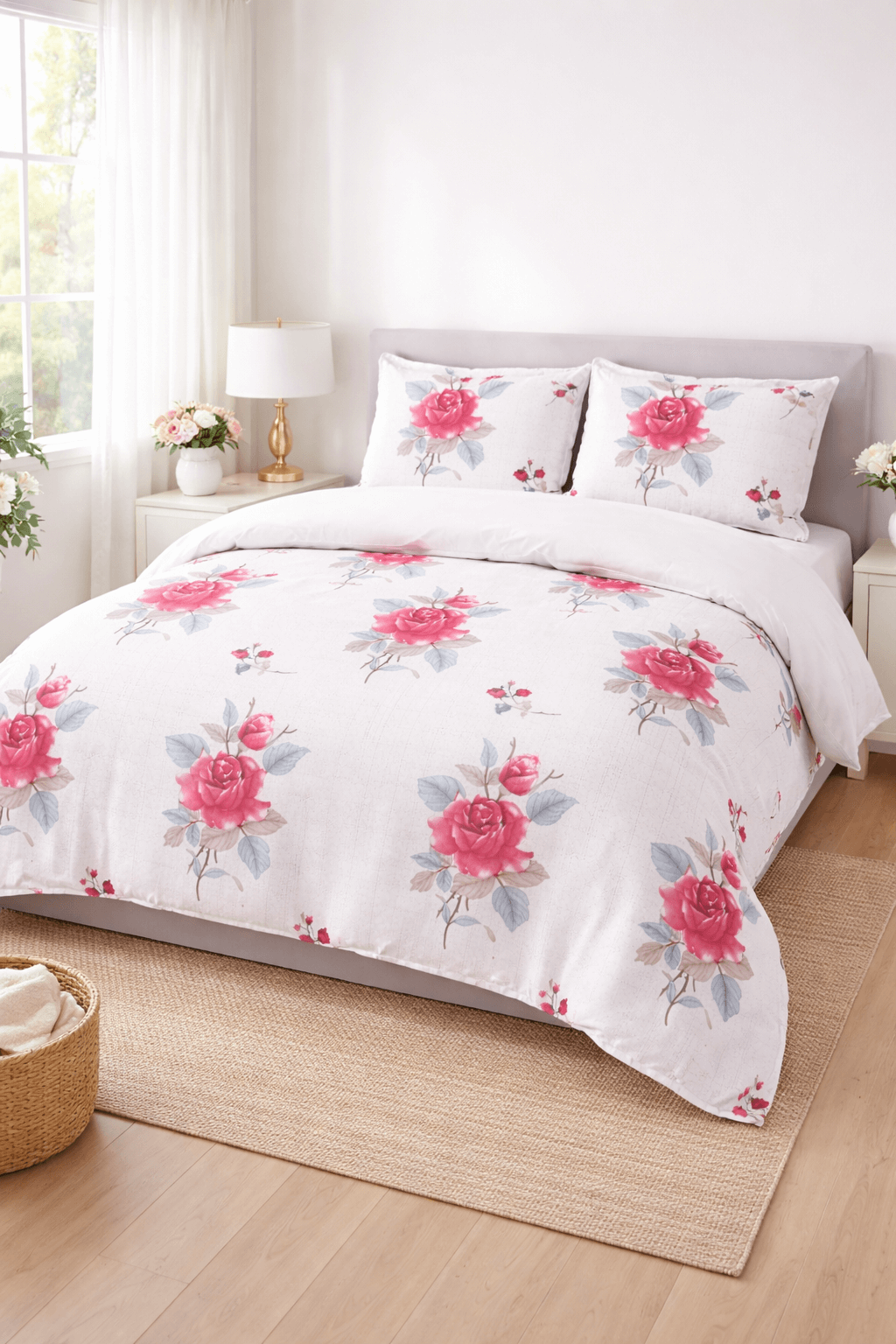 Luxury Floral Cotton Bedsheet Set – Ultra Soft Double Bed | Buy 1 Get 1 Free
