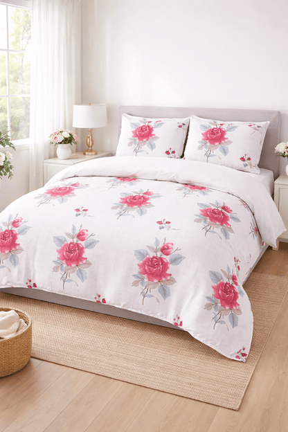 Luxury Floral Cotton Bedsheet Set – Ultra Soft Double Bed | Buy 1 Get 1 Free