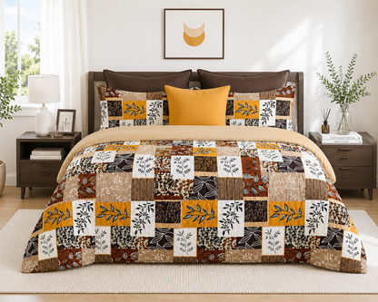 Premium Patchwork Cotton Bedsheet Set | Rustic Multi-Color Design | Bedzzy