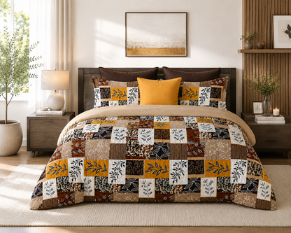 Premium Patchwork Cotton Bedsheet Set | Rustic Multi-Color Design | Bedzzy