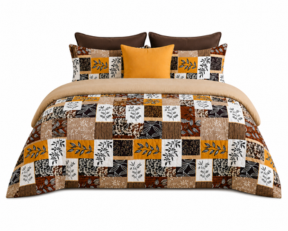 Premium Patchwork Cotton Bedsheet Set | Rustic Multi-Color Design | Bedzzy