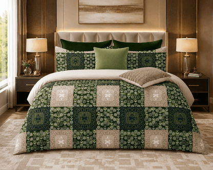 Premium Green Cotton Bedsheet Set | Heritage Mosaic Design | Bedzzy