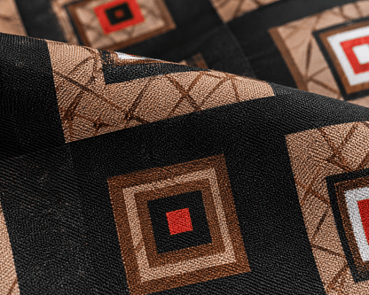 Bedzzy Premium Cotton Geometric Bedsheet Set – Modern Black & Brown Square Pattern | Luxury Double Bedsheet