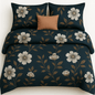 Premium Cotton Floral Double bed Bedsheet with 2 Pillow Covers – Navy Blue