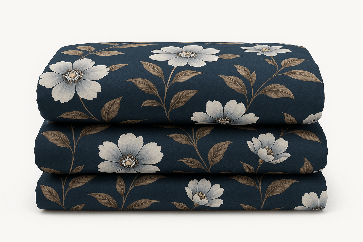 Premium Cotton Floral Double bed Bedsheet with 2 Pillow Covers – Navy Blue