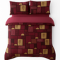 Premium Maroon & Mustard Geometric Print Cotton Bedsheet Set (90x100 Inch) with 2 Pillow Covers