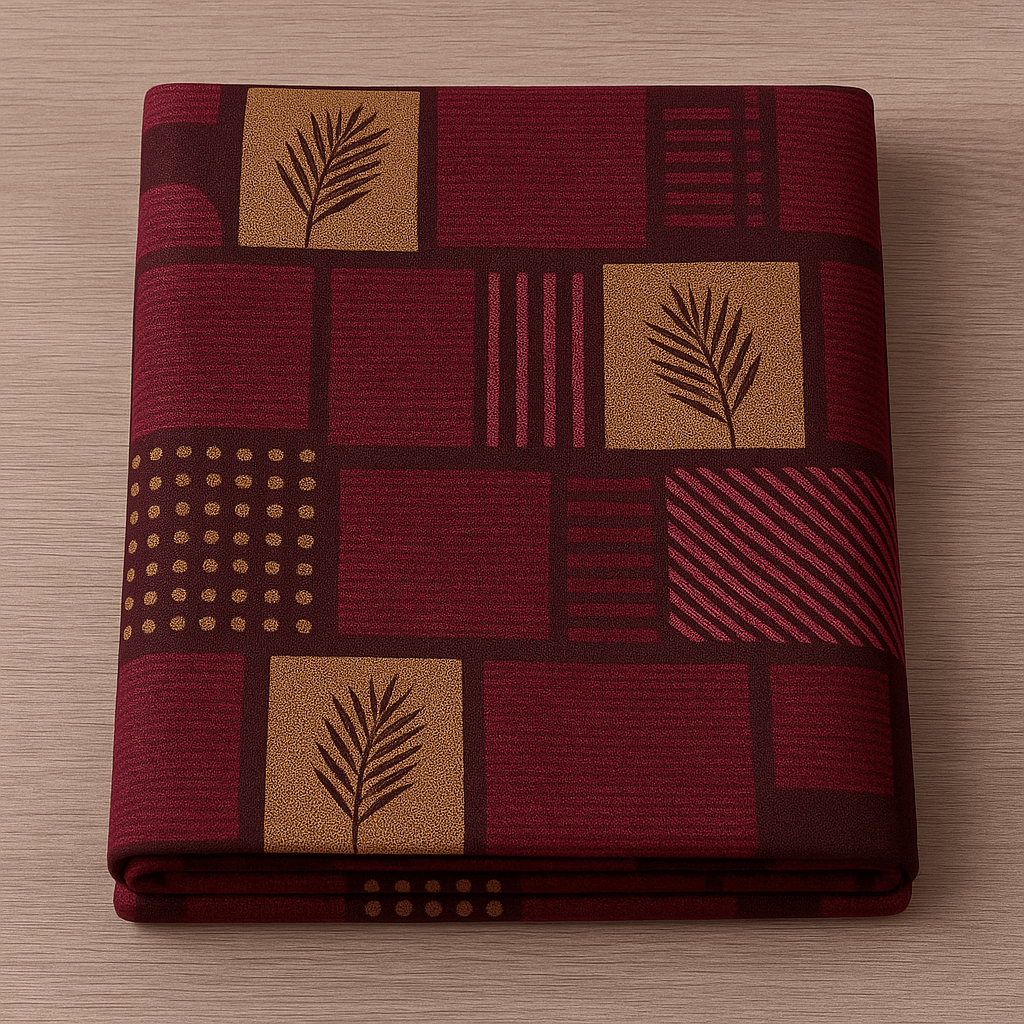 Premium Maroon & Mustard Geometric Print Cotton Bedsheet Set (90x100 Inch) with 2 Pillow Covers