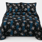 Luxury Black & Blue Floral 3D Cotton Bedsheet Set – Premium Double Bed Sheet with Pillow Covers