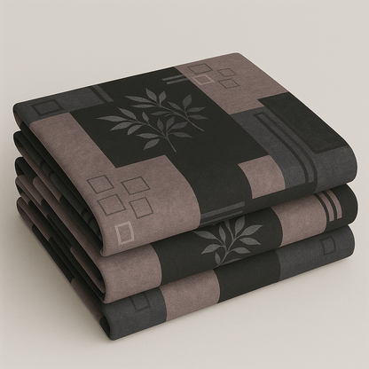 Premium Black & Grey Geometric Cotton Bedsheet Set – Modern Double Bed Sheet with Pillow Covers