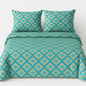 Luxury Aqua Diamond Cotton Bedsheet Set with Pillow Covers – Soft, Breathable & Modern Design