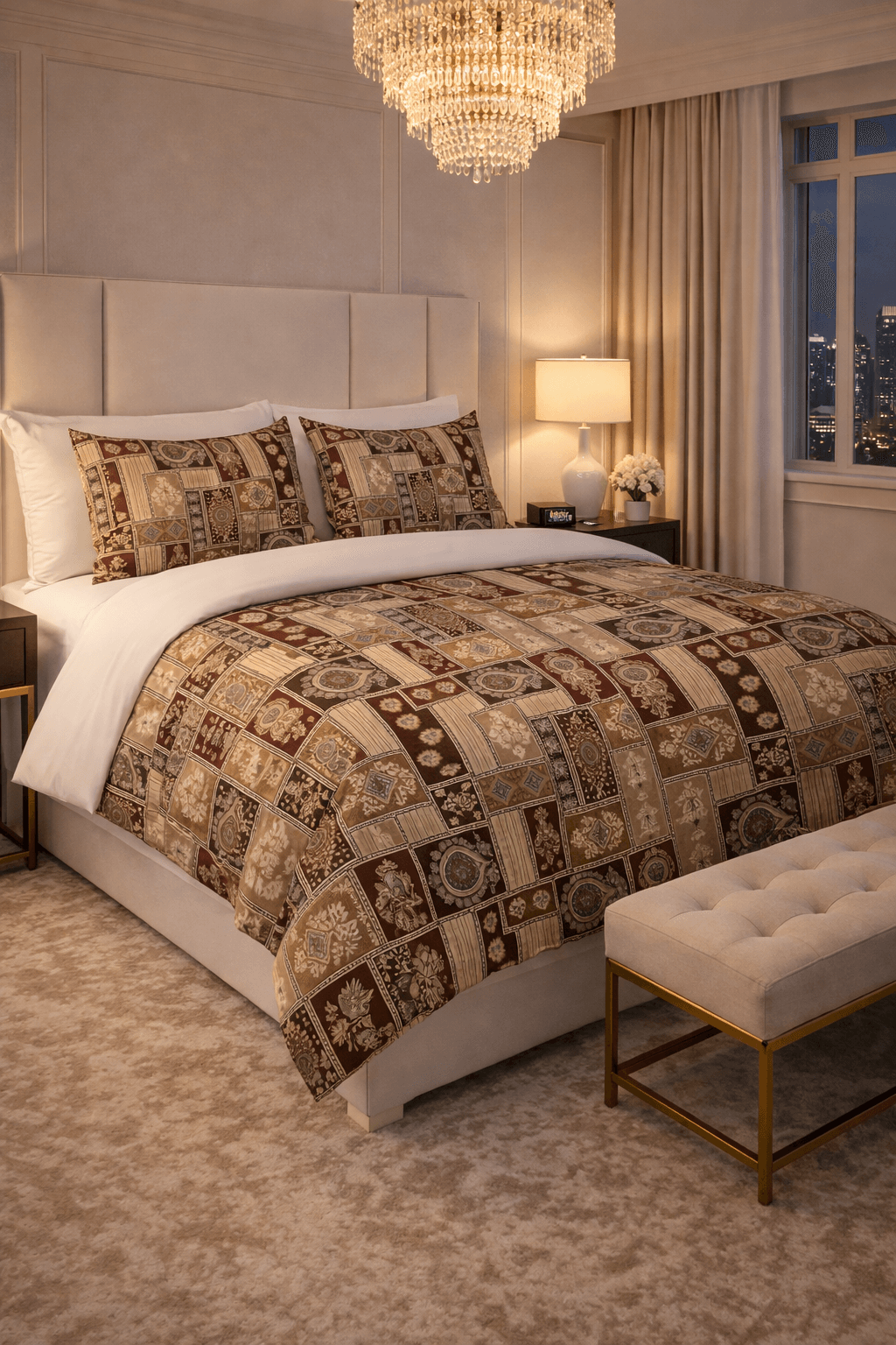 Royal Heritage Patchwork Bedsheet Set – Premium Cotton Feel with Pillow Covers