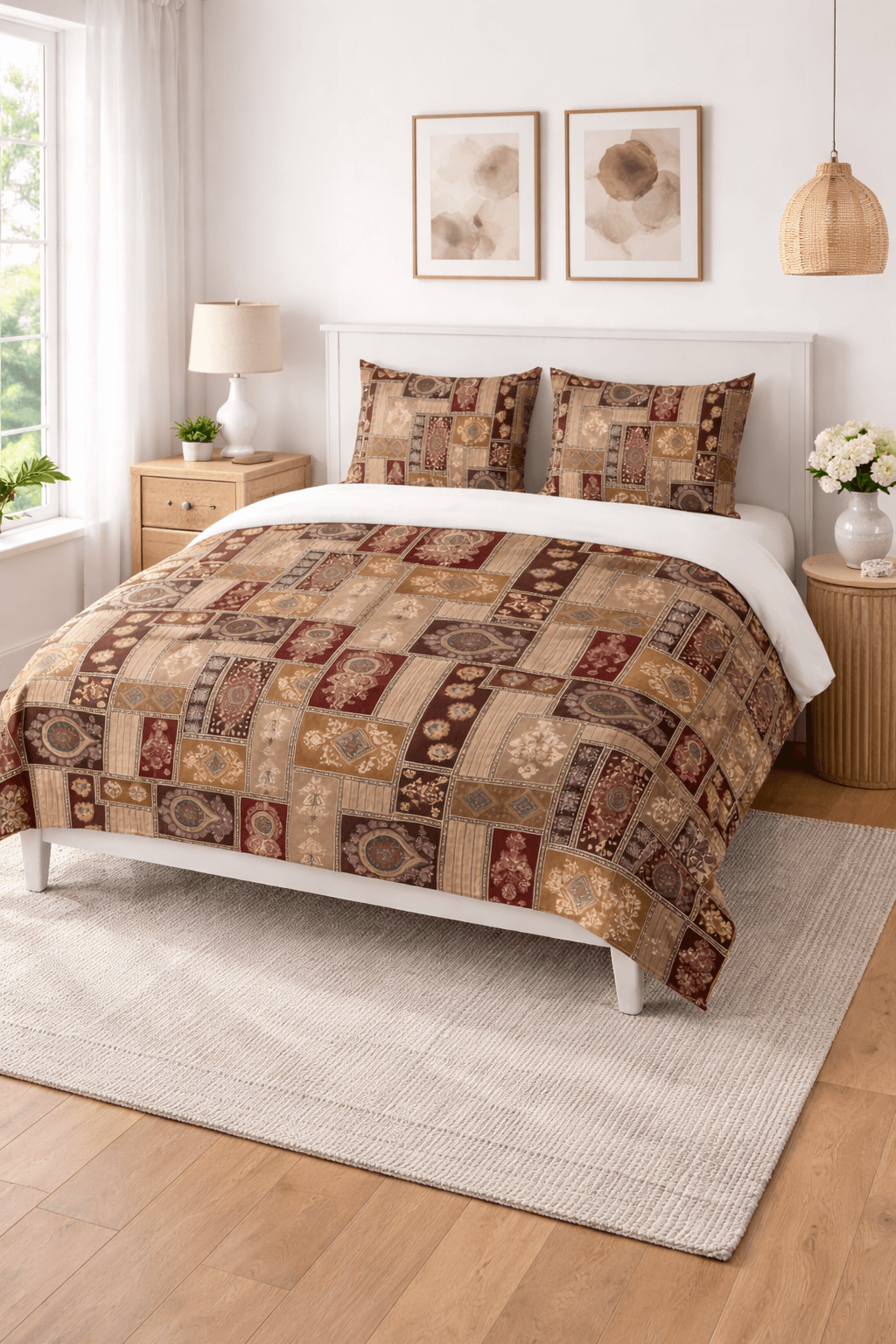 Royal Heritage Patchwork Bedsheet Set – Premium Cotton Feel with Pillow Covers