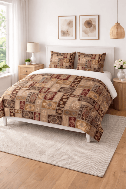 Royal Heritage Patchwork Bedsheet Set – Premium Cotton Feel with Pillow Covers