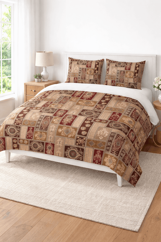 Royal Heritage Patchwork Bedsheet Set – Premium Cotton Feel with Pillow Covers