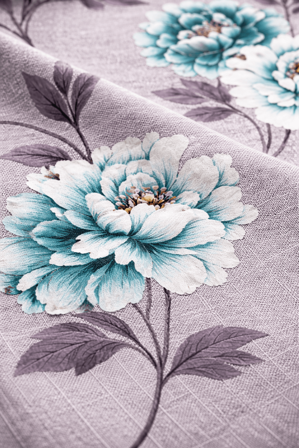 Bedzzy Premium Teal Floral Double Bedsheet Set with 2 Pillow Covers – Soft & Elegant Grey Base