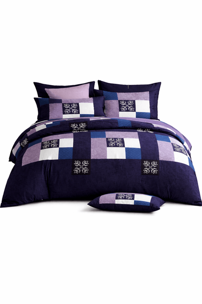 Bedzzy Royal Purple Patchwork Double Bedsheet Set with 2 Pillow Covers – Premium Soft & Elegant Finish